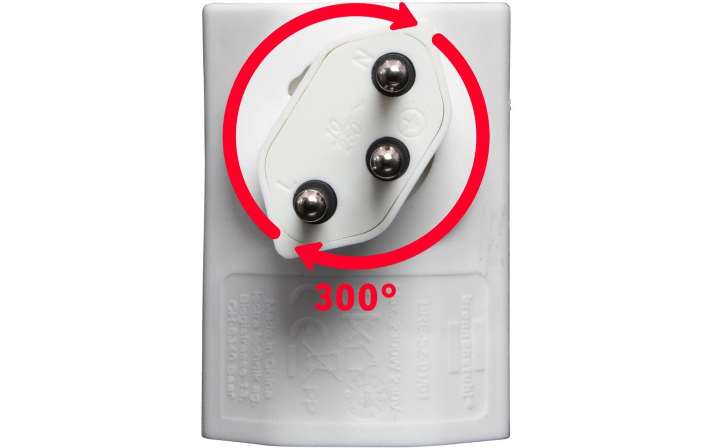 Brennenstuhl Flachstecker 1 x T13, 300° drehbar, flach, Weiss