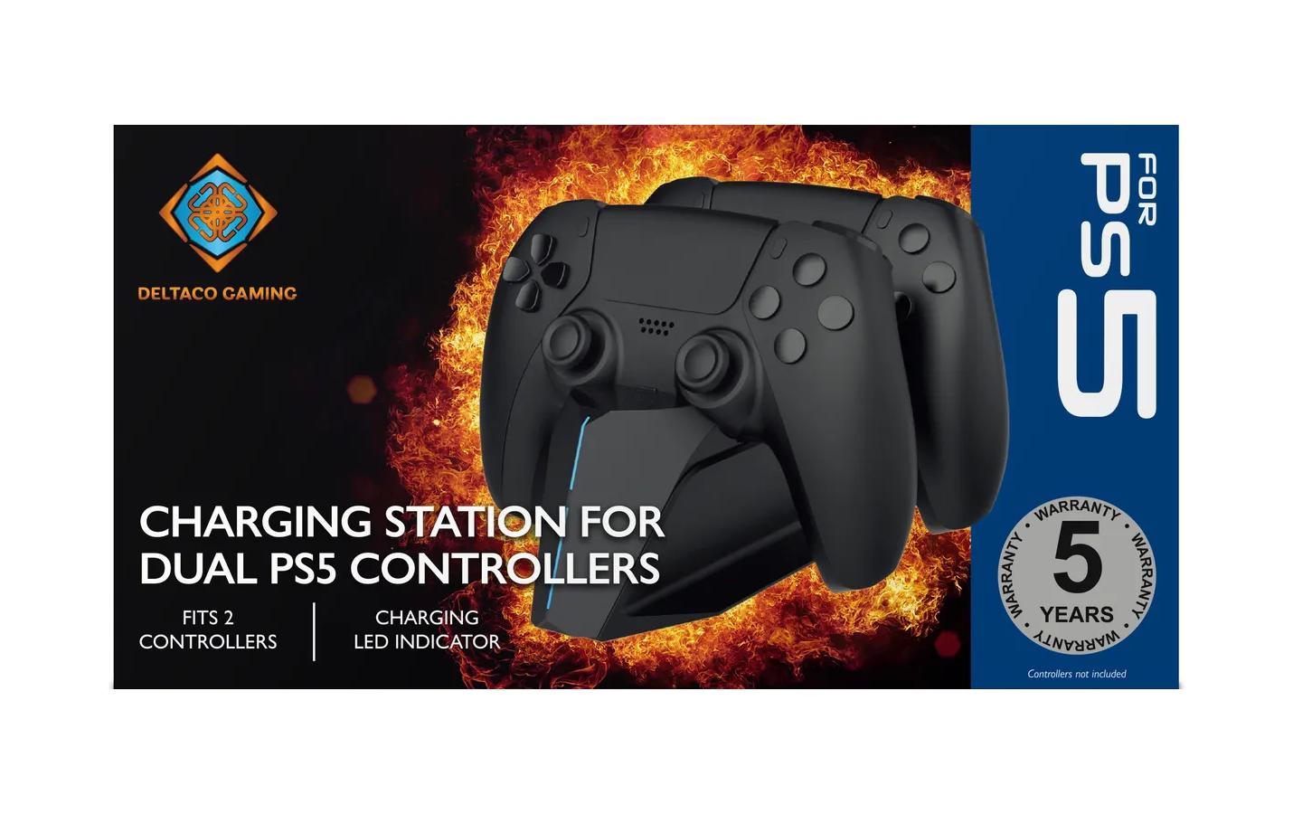 DELTACO Ladestation Dual Charger PS5 Schwarz