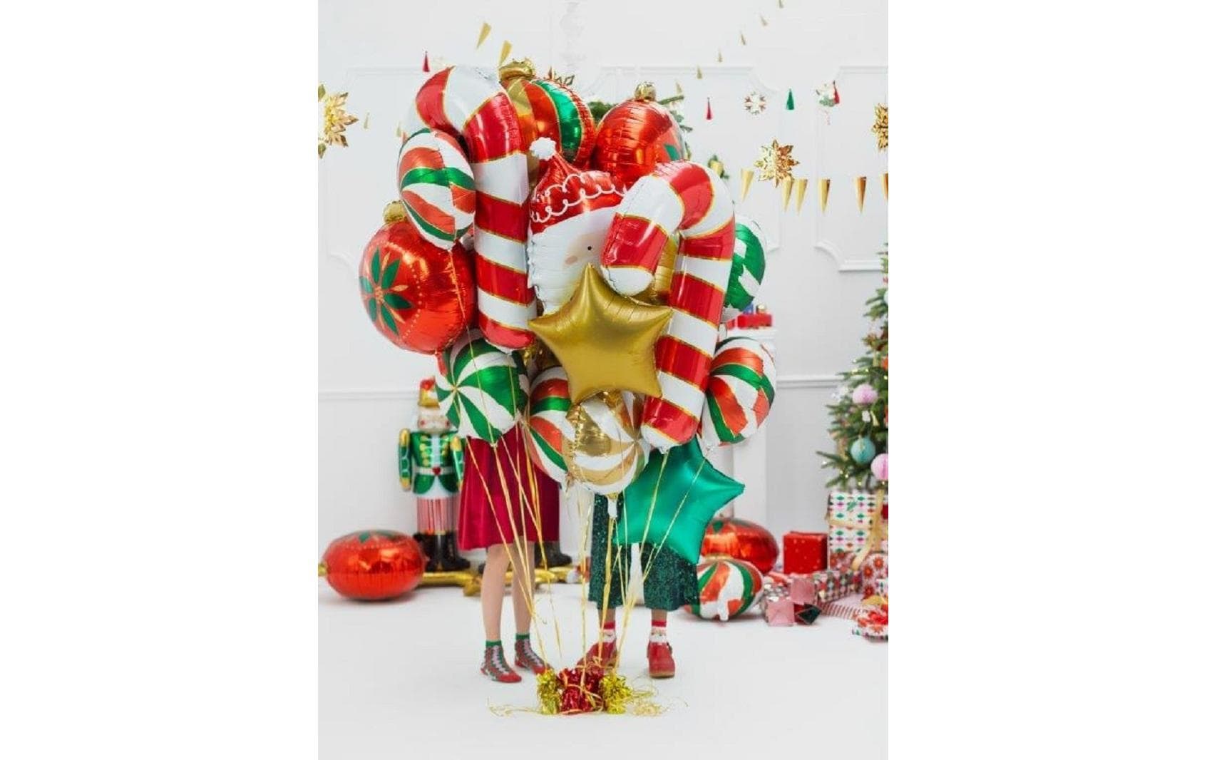 Partydeco Weihnachtsdeko Folienballon Zuckerstange 52 x 82 cm, 1 Stk.