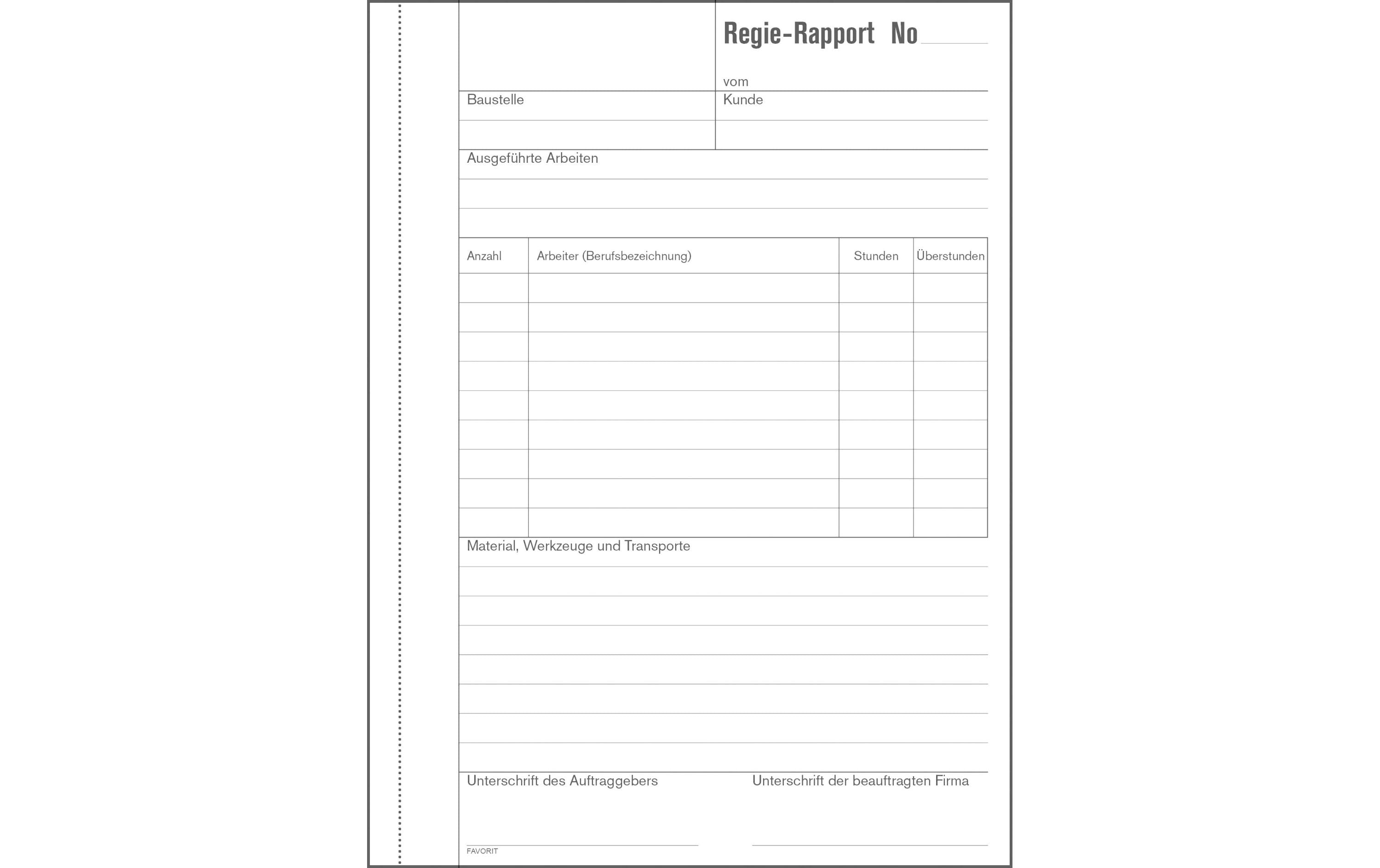 Favorit Durchschreibeblock 156 x 210 mm Regie-Rapporte, Weiss