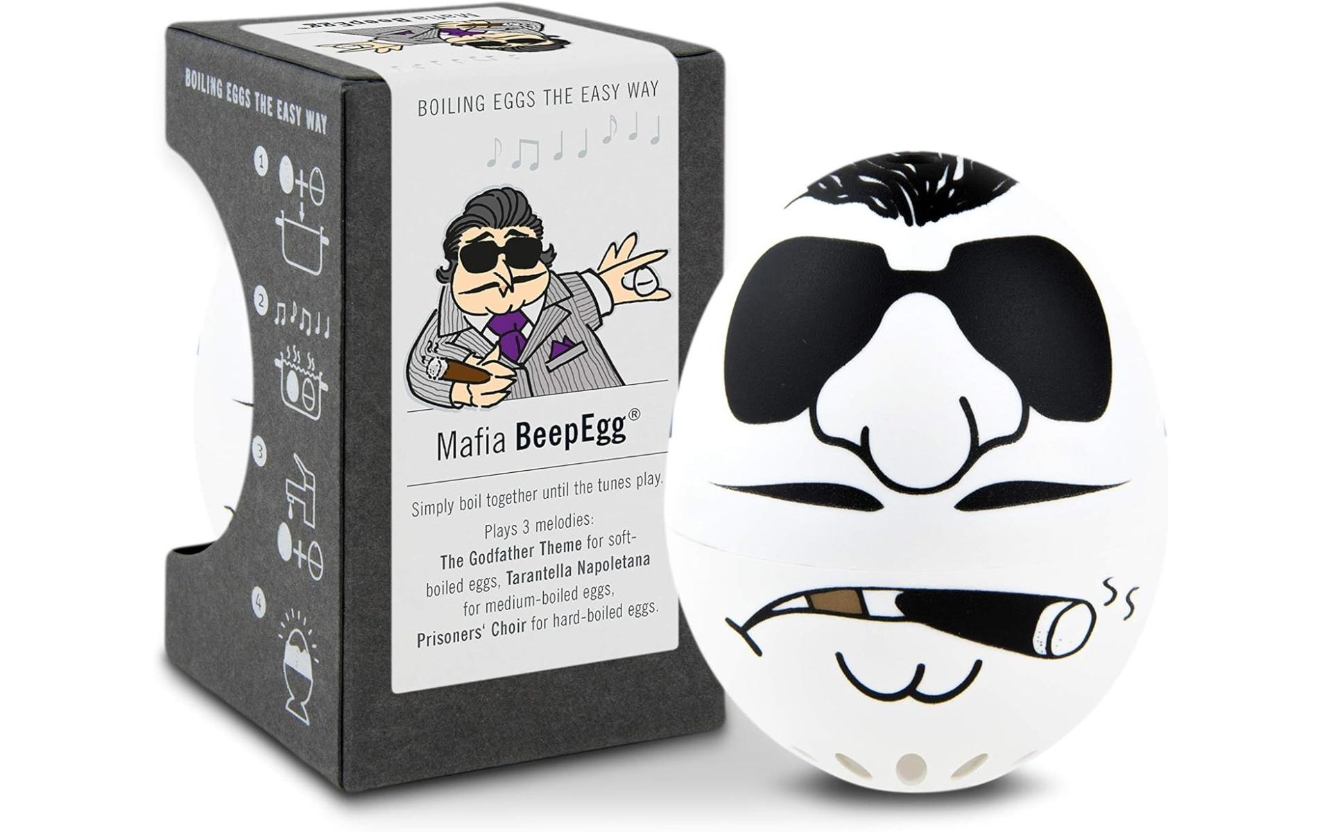 PiepEi Küchentimer Singende Eieruhr Mafia, Schwarz / Weiss