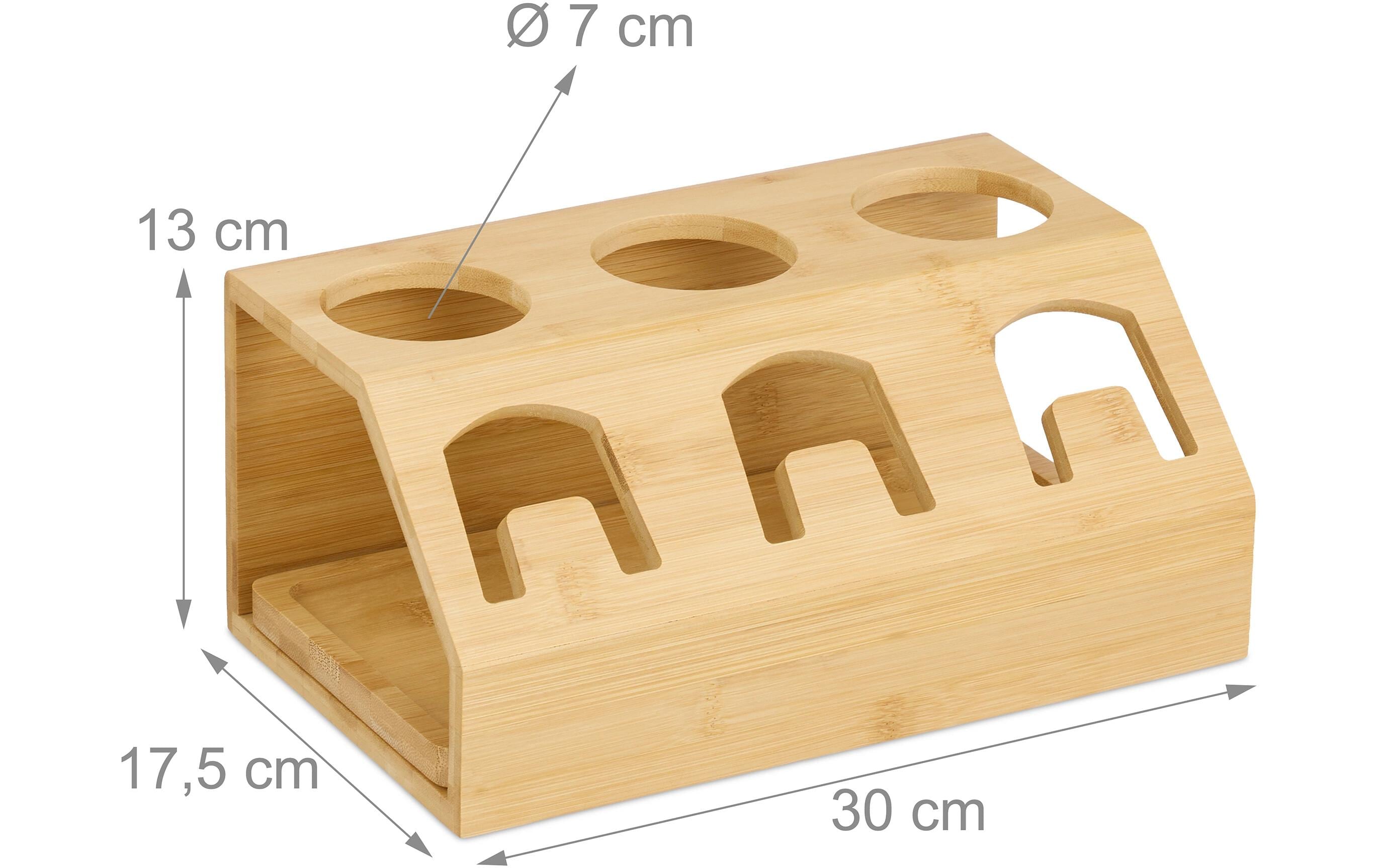 relaxdays Abtropfgestellt für 3 Flaschen, Hellbraun