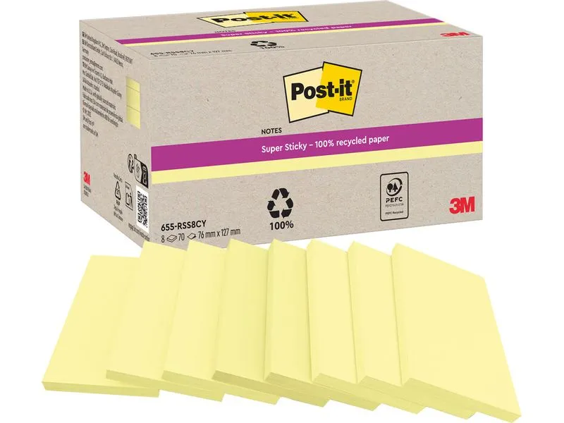 Post-it Super Sticky Recycling Notes Gelb