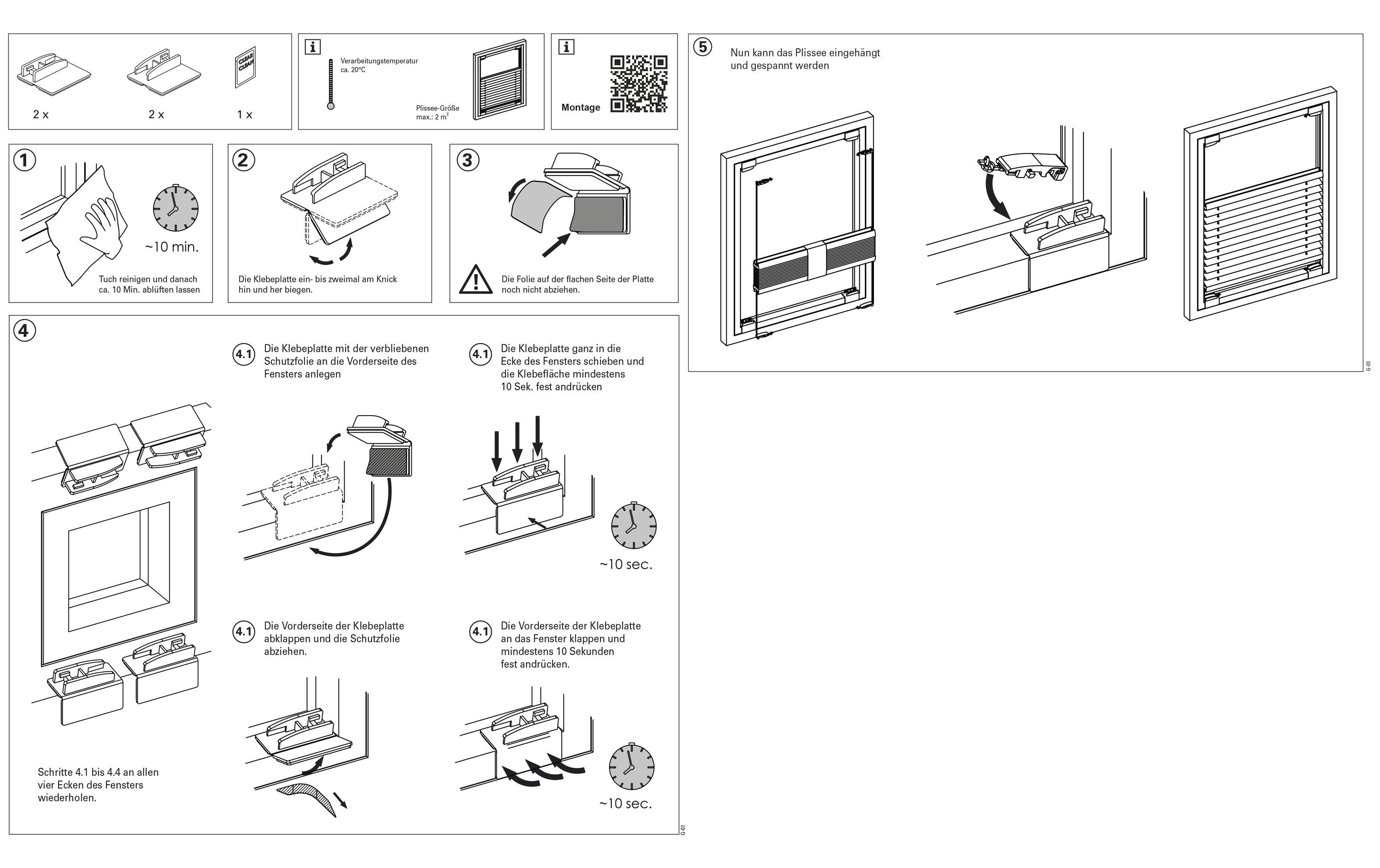 Gardinia Plissee-Falzklebeträger Weiss