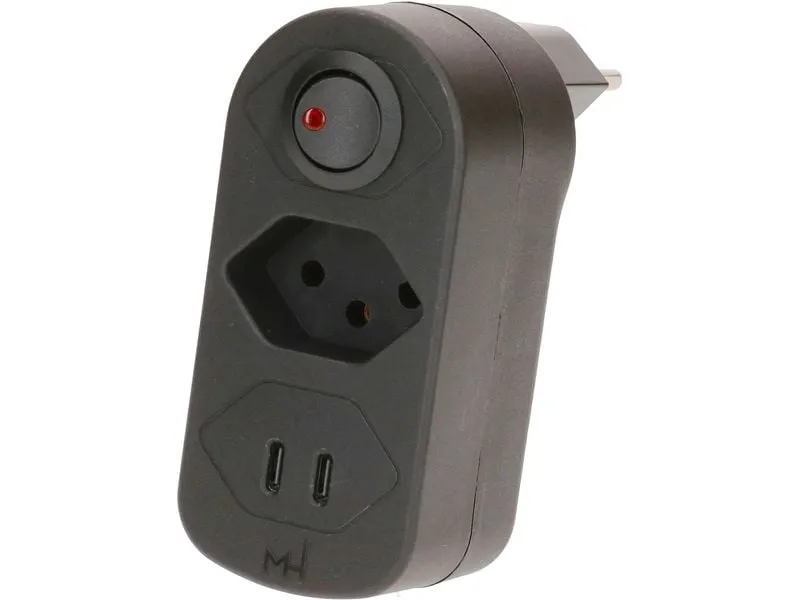 Max Hauri Mehrfachstecker Adapt 1x Typ 13, 2x USB-C/C, 20 W
