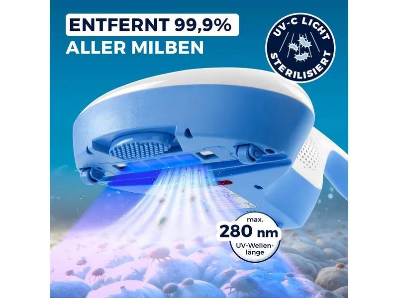 CLEANmaxx Milben-Handstaubsauger mit UV-C-Licht 300W Blau/Weiss