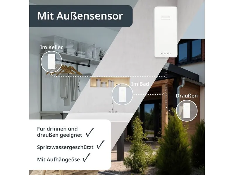 ADE Wetterstation mit Funk-Aussensensor Weiss