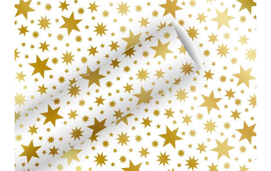Braun + Company Geschenkpapier Beautiful Stars 70 cm x 1.5 m, Gold