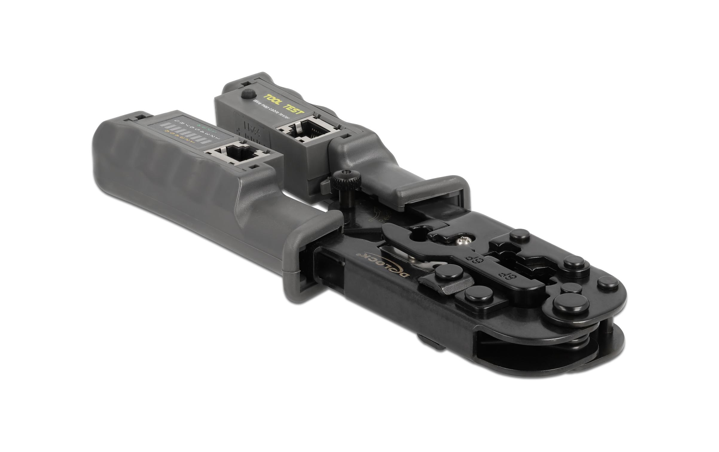 Delock Crimpzange mit Abisolierer und Netzwerktester Delock Crimpzange mit Abisolierer und Netzwerktester