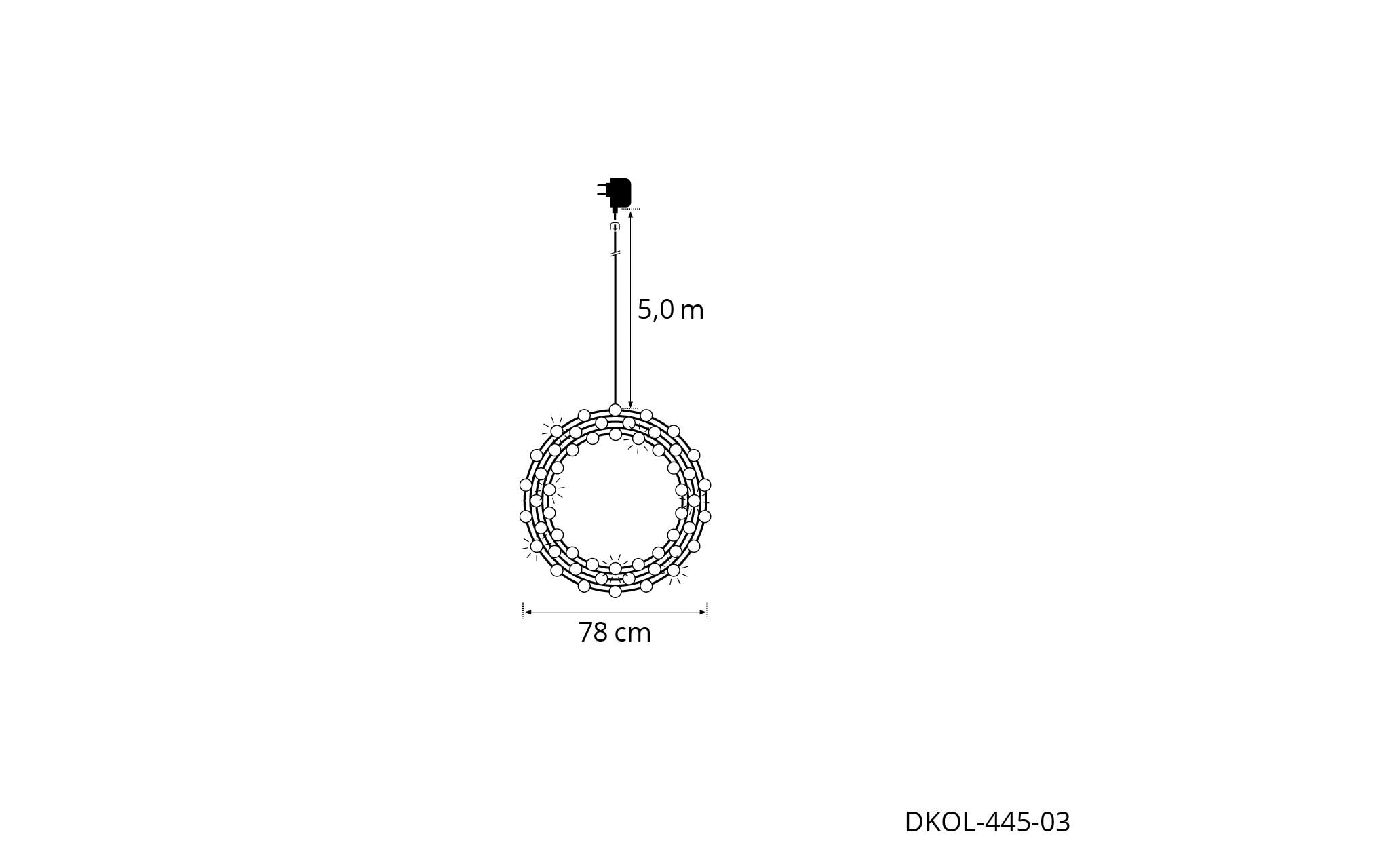 STT LED Engelskranz Nero 1800 LED, Ø 78 cm, 15 W