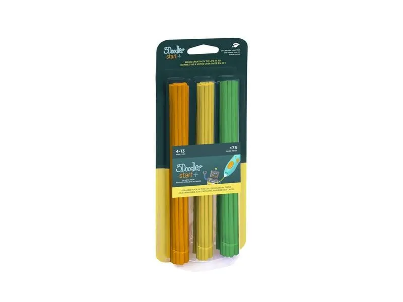 3Doodler 3D Pen Filament Start+ 75 Stück, Orange, Gelb, Grün 3Doodler 3D Pen Filament Start+ 75 Stück, Orange, Gelb, Grün