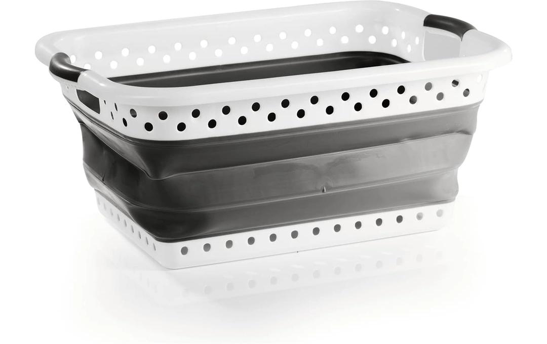 EASYmaxx Wäschekorb faltbar 41 l - Weiss/Grau EASYmaxx Wäschekorb faltbar 41 l - Weiss/Grau