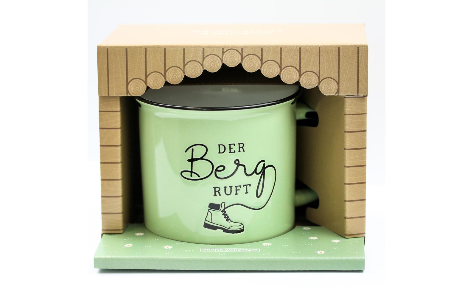 Grafik Werkstatt Vintage Becher Bergglück, Der Berg ruft