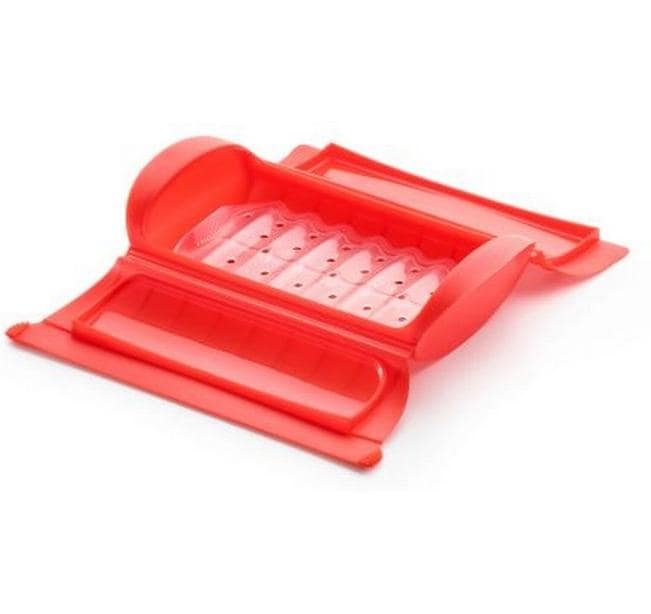 Lékué Mikrowellen-Dampfgarer mit Ablage Rot