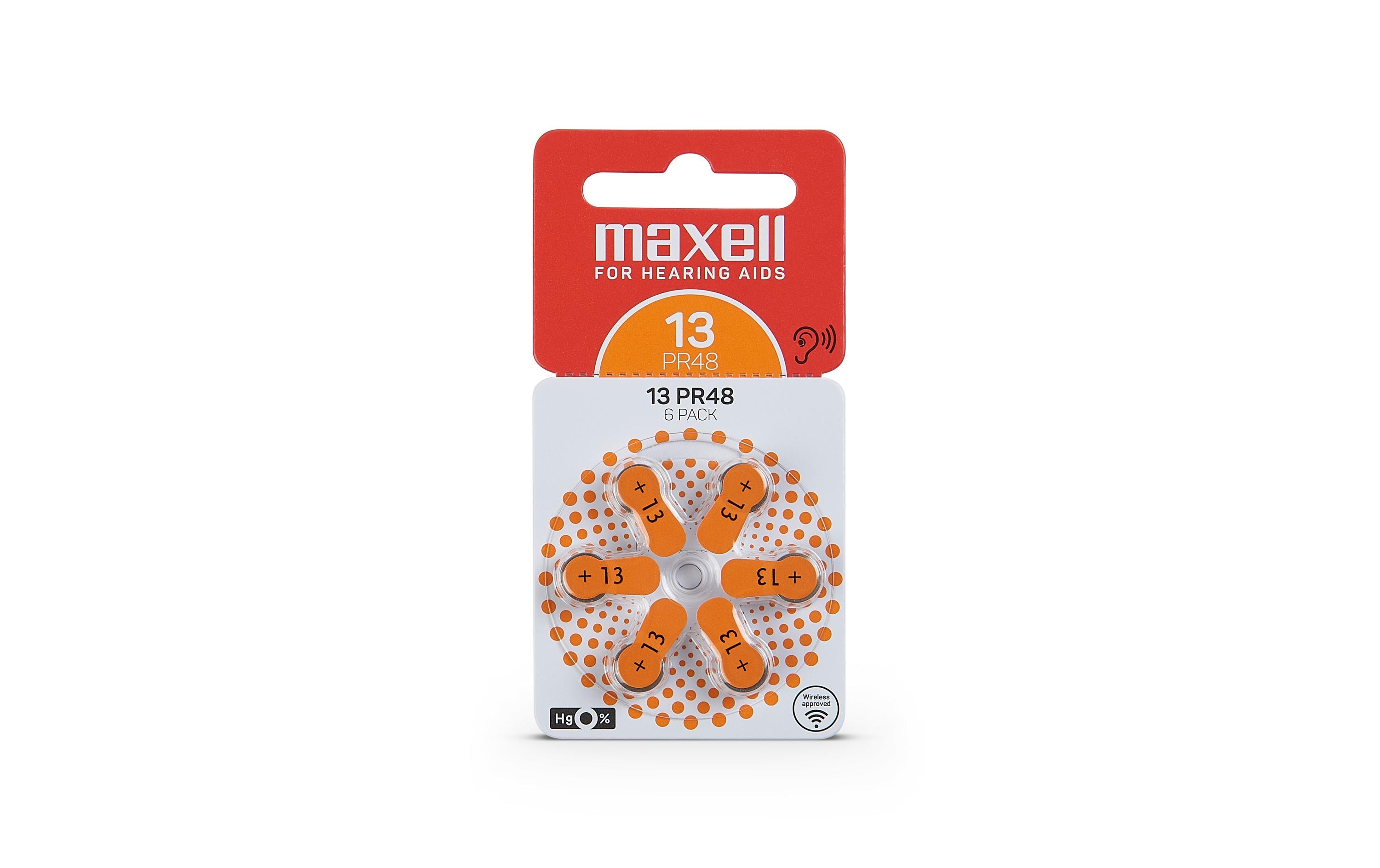 Maxell Europe LTD. Hörgerätebatterie PR48- 13, 6 Stück