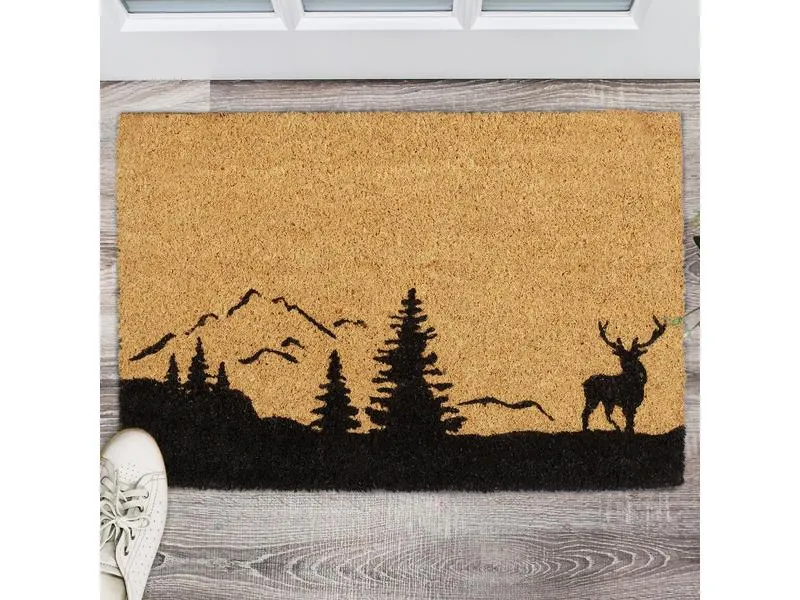 relaxdays Fussmatte Hirsch & Bäume 42 cm x 62 cm relaxdays Fussmatte Hirsch & Bäume 42 cm x 62 cm