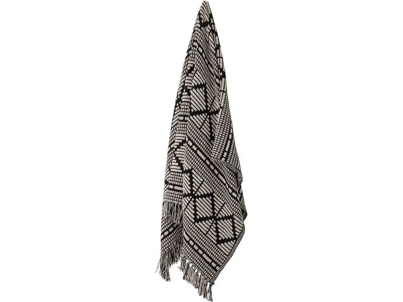Bloomingville Decke Gutte 130 x 160 cm, Schwarz/Weiss