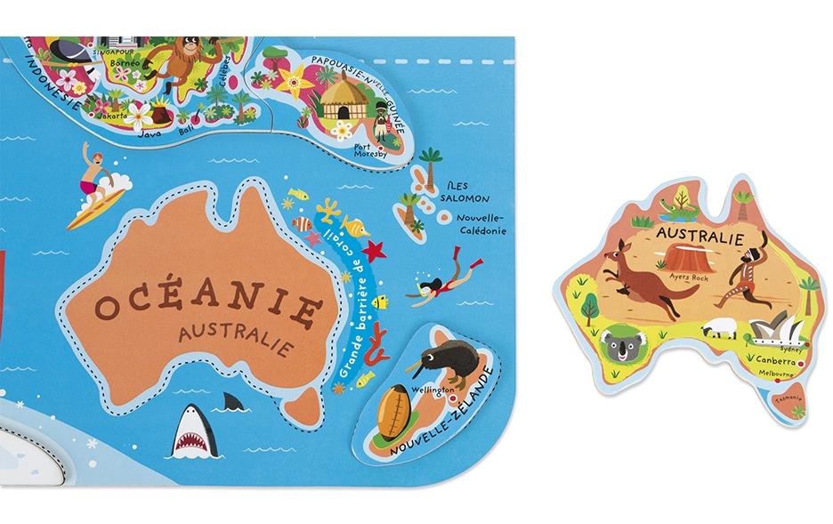 Janod Magnet-Puzzle Weltkarte: Le Monde 92-teilig -FR-