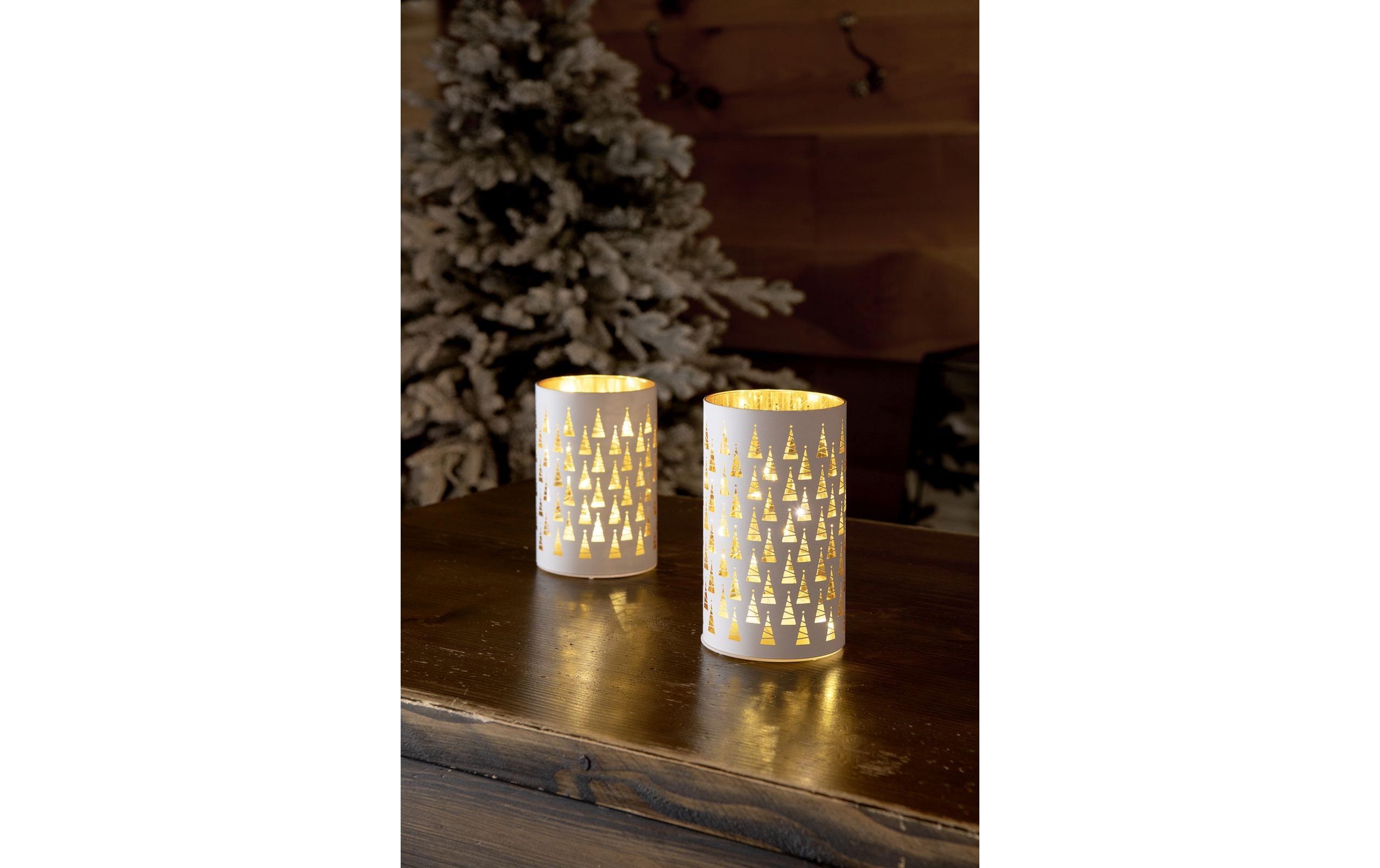 STT Windlicht Glas Tree 16 cm, Weiss