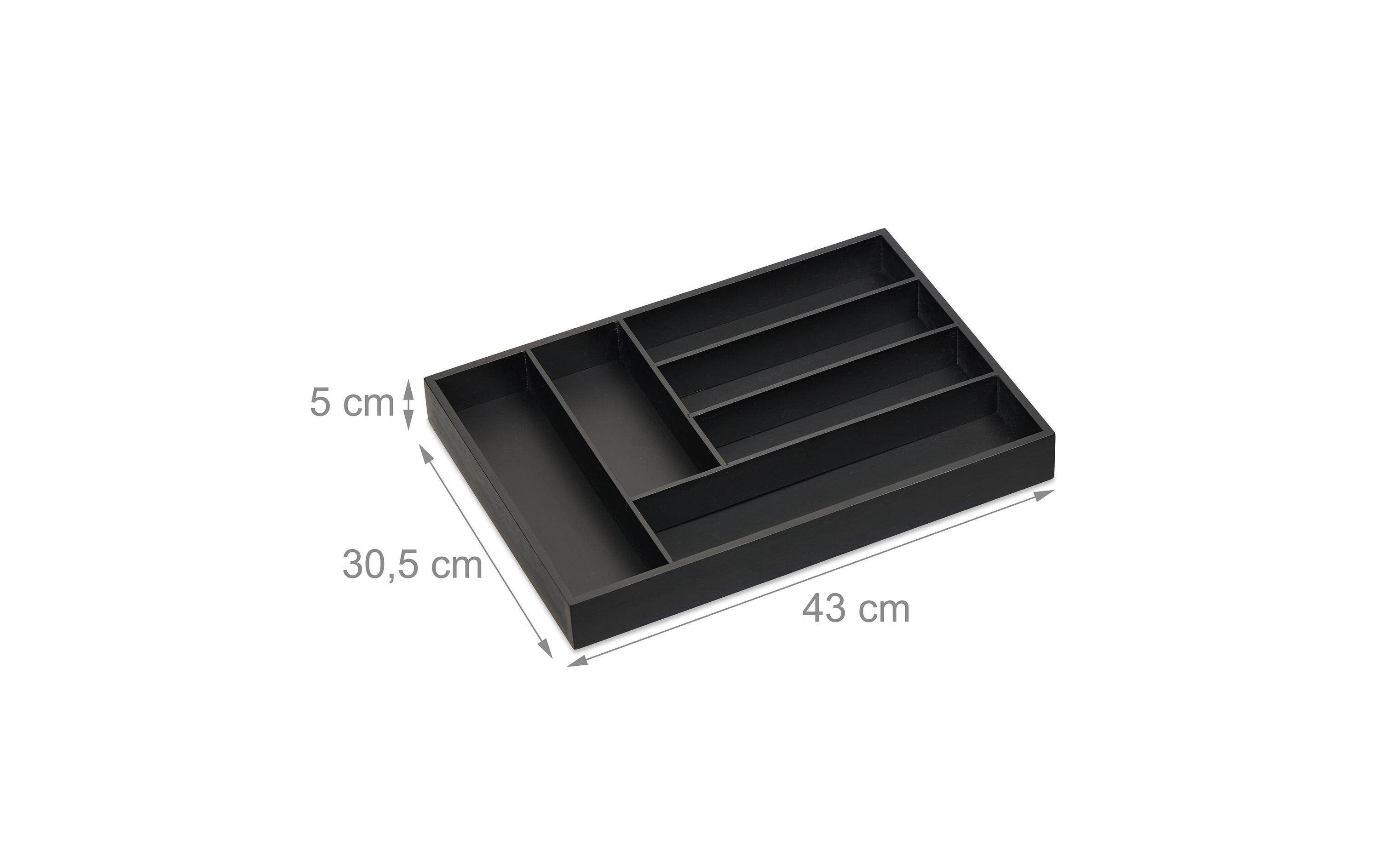 relaxdays Besteckkasten 6 Fächer Schwarz