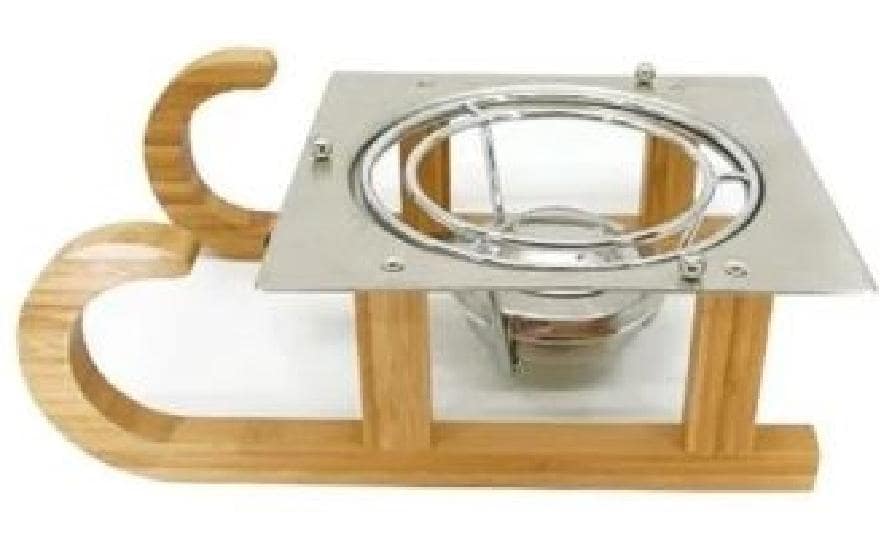 Nouvel Fondue-Rechaud Schlitten, Silber / Braun