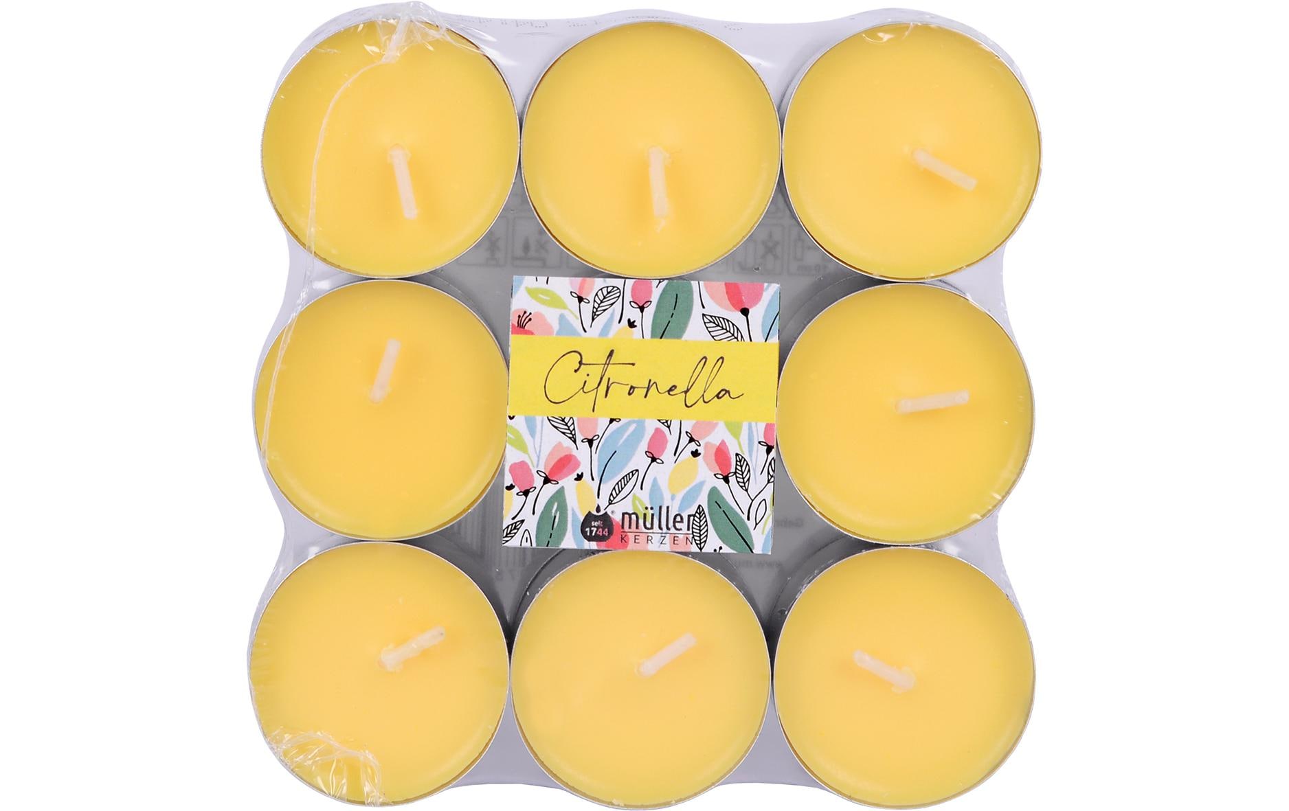 müller Kerzen Outdoor Teelichter Citronella 18 Stück, 1.5 x 3.9 cm
