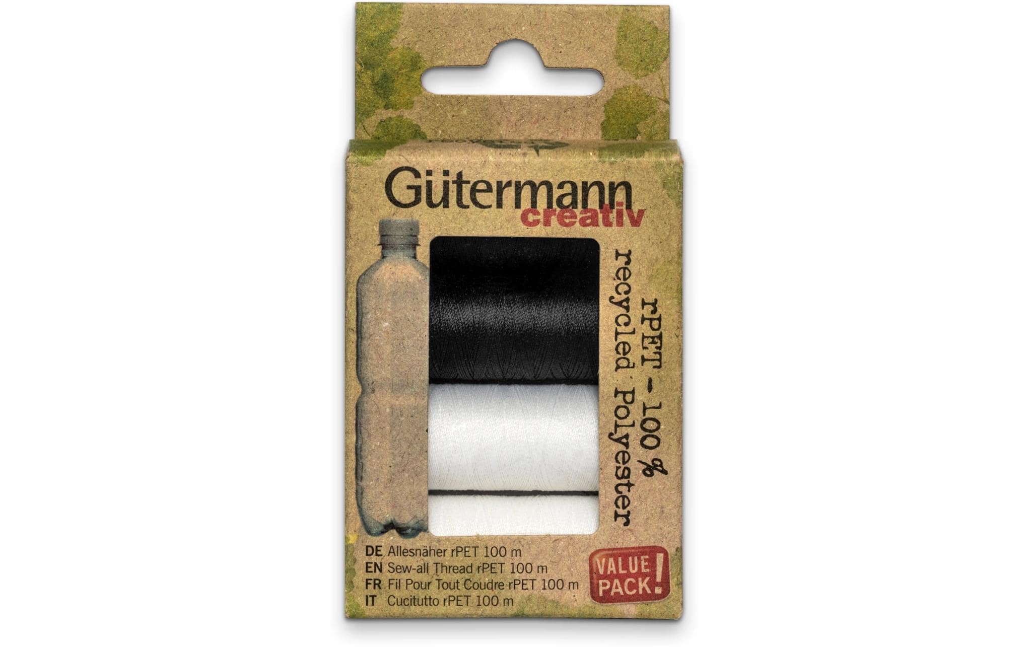 Gütermann Nähgarn-Set Allesnäher rPET S&W 4 Stück, Mehrfarbig