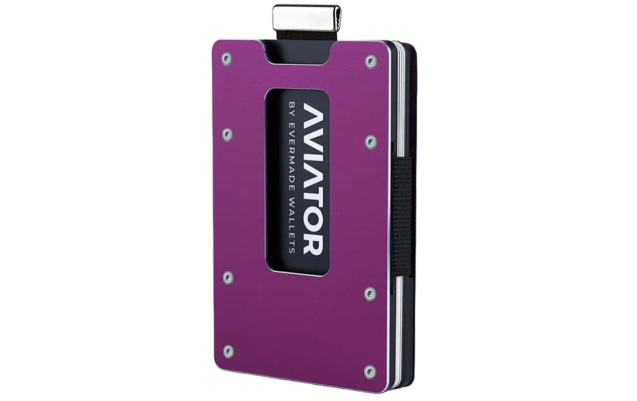 AVIATOR Wallet SLIDE Metal cash clip purple berry