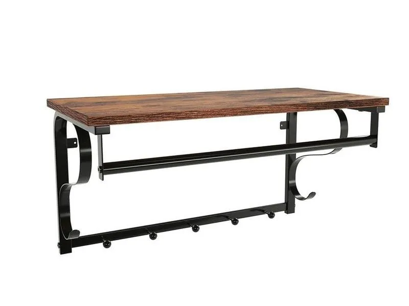 VASAGLE Wandgarderobe Industrial Look 60 x 31.7 cm, Braun/Schwarz