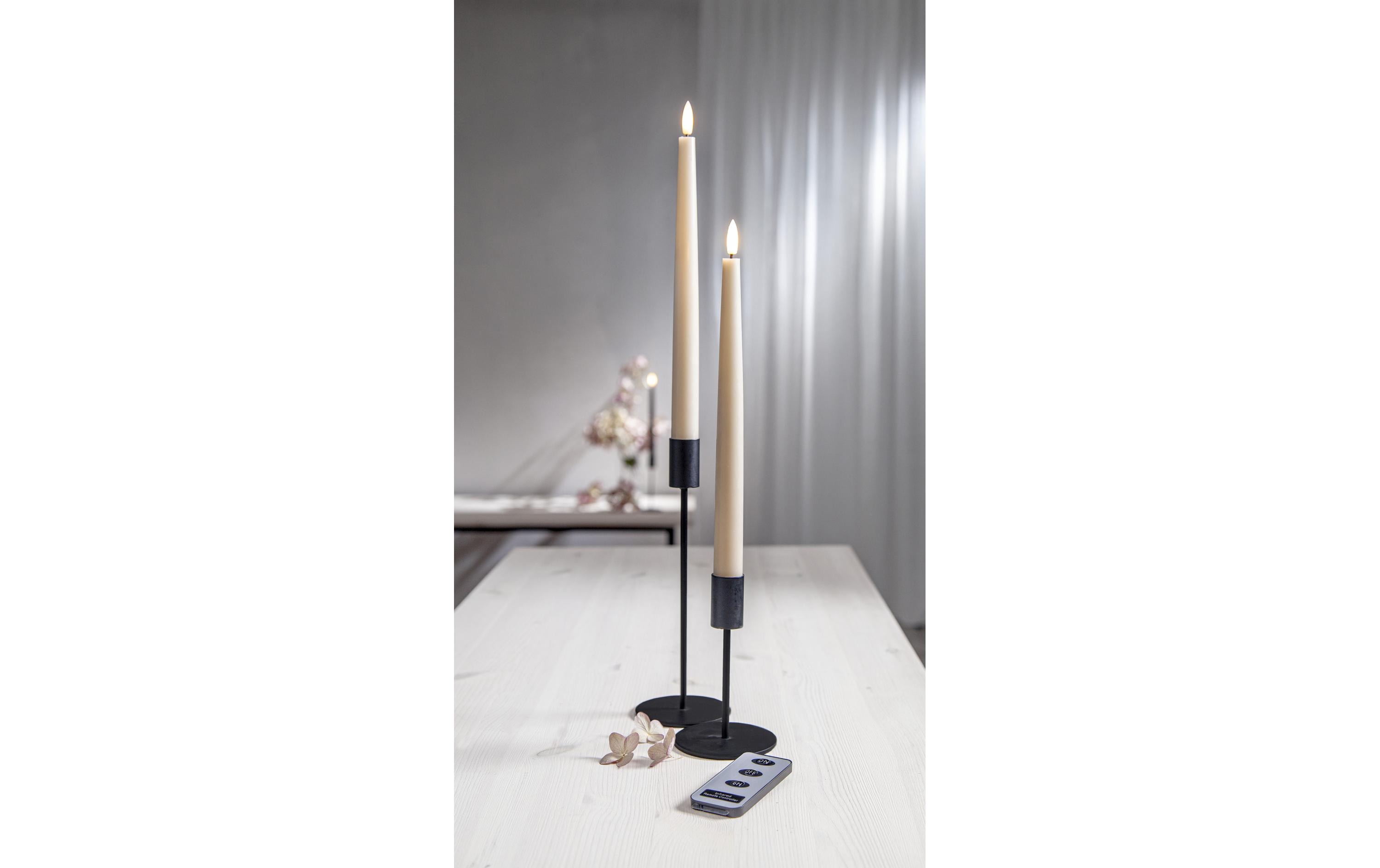 Star Trading LED-Stabkerzen Set Flamme Slim, 2 Stück, Beige