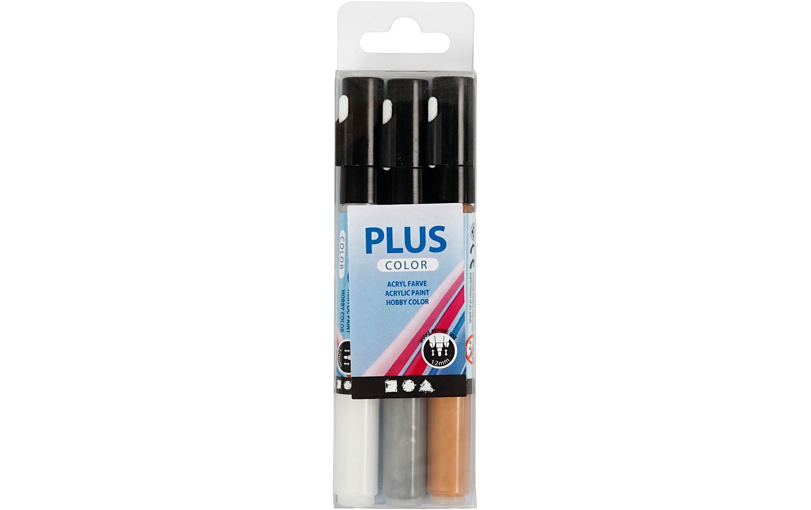 Creativ Company Acrylmarker Plus Color 1-2 mm 3er Set, Weiss/Silber/Gold
