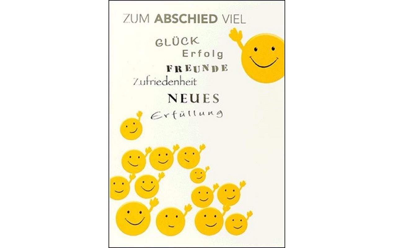 ABC Abschiedskarte Winkende Smileys B6