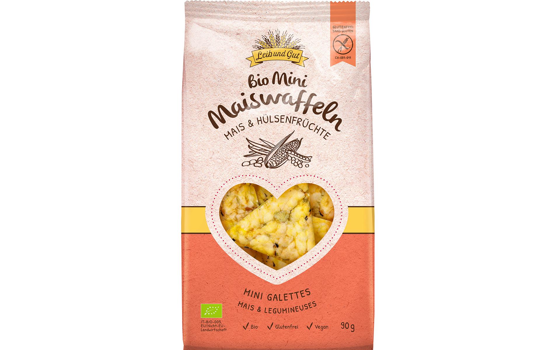 Leib und Gut Bio Mini Maiswaffeln Mais und Hülsenfrüchte 90 g