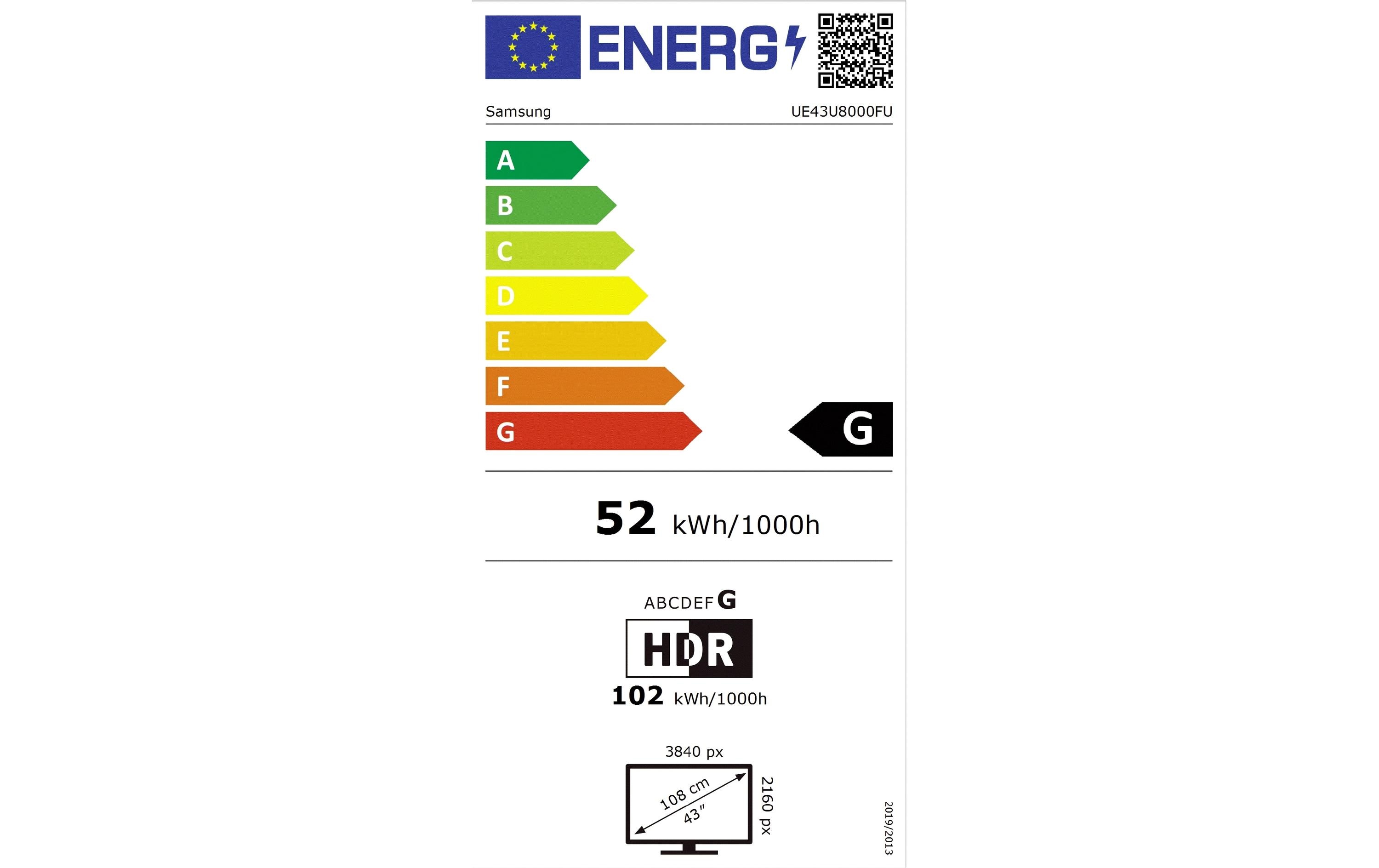 Samsung TV UE43U8000F 43'' U8000F Crystal UHD 4K TV, 2025