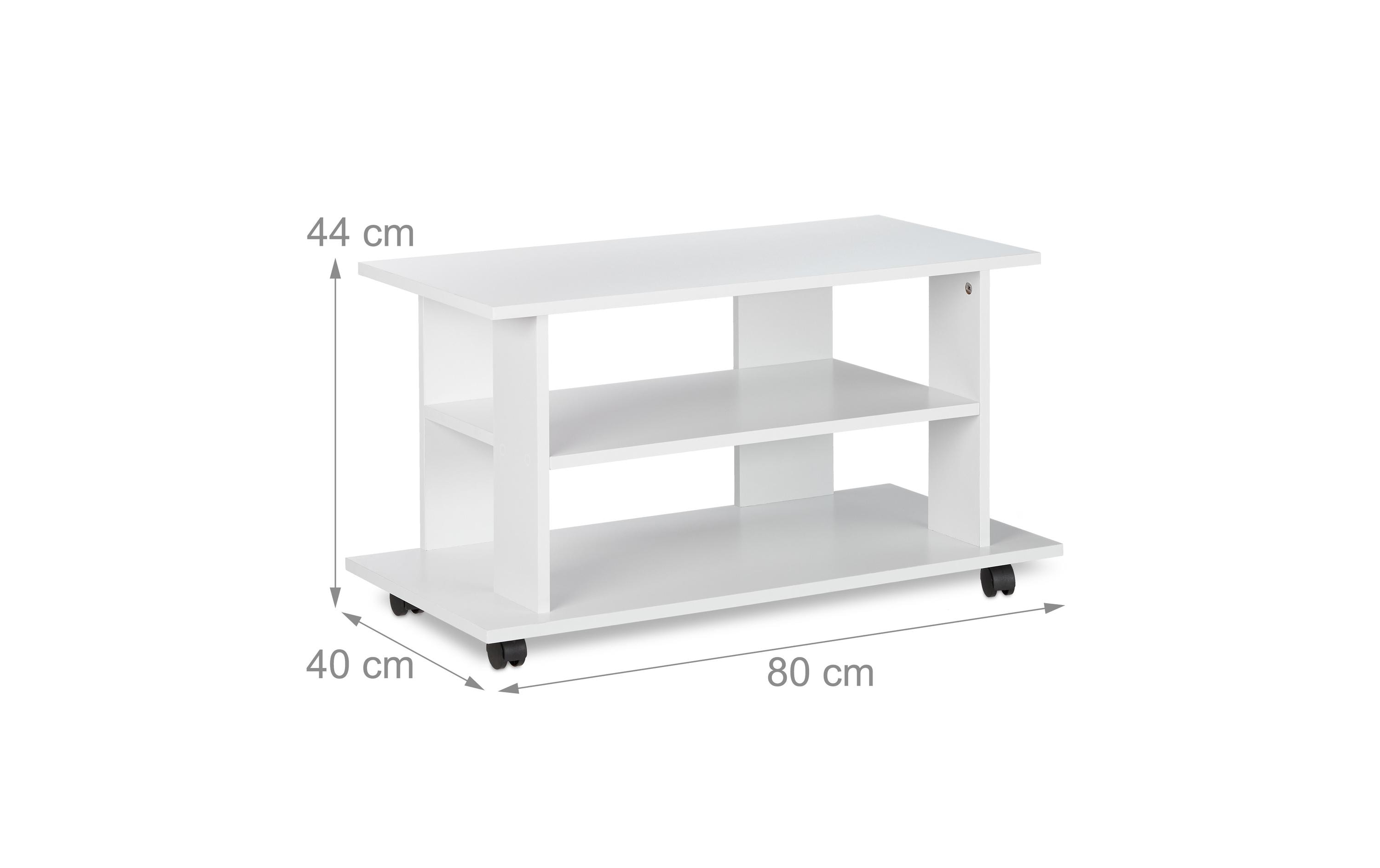 relaxdays TV-Möbel mit Rollen, 80 x 40 cm, Weiss relaxdays TV-Möbel mit Rollen, 80 x 40 cm, Weiss