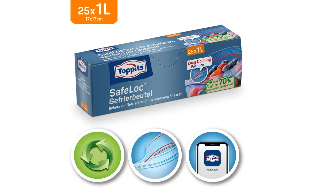 Toppits Gefrierbeutel Doppelverschluss SafeLoc, 25 Stück Toppits Gefrierbeutel Doppelverschluss SafeLoc, 25 Stück