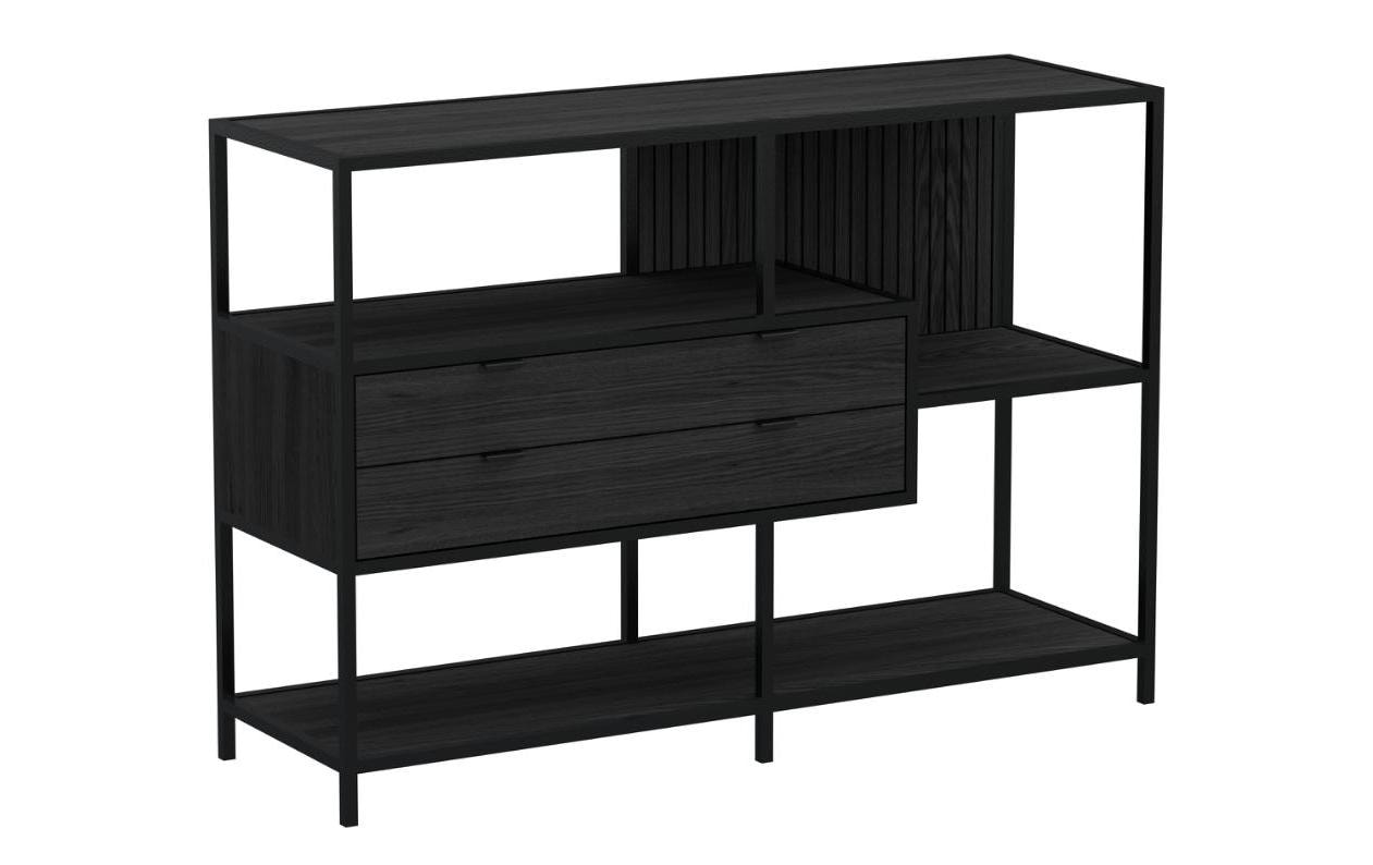 AC Design Regal Seaford Schwarz, 114 x 35 x 78 cm