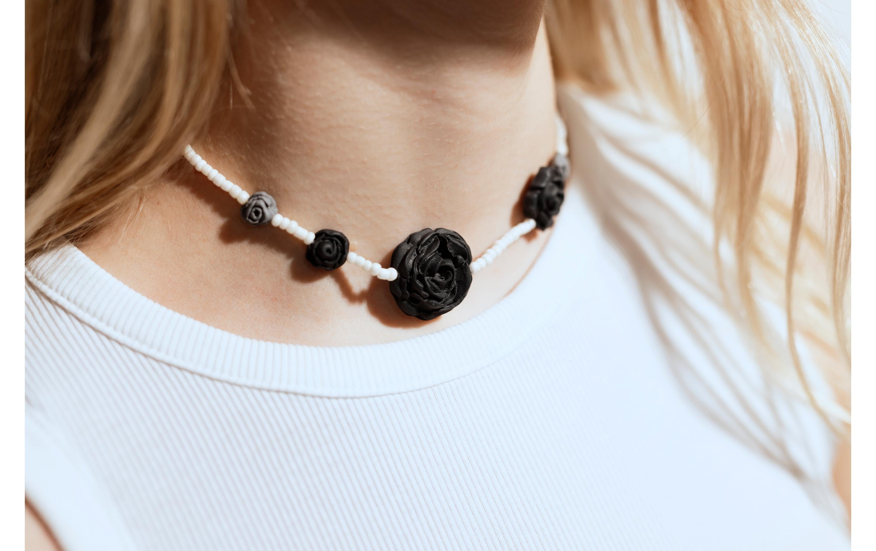 Creativ Company Schmuck Bastelset Rosen, Schwarz/Weiss