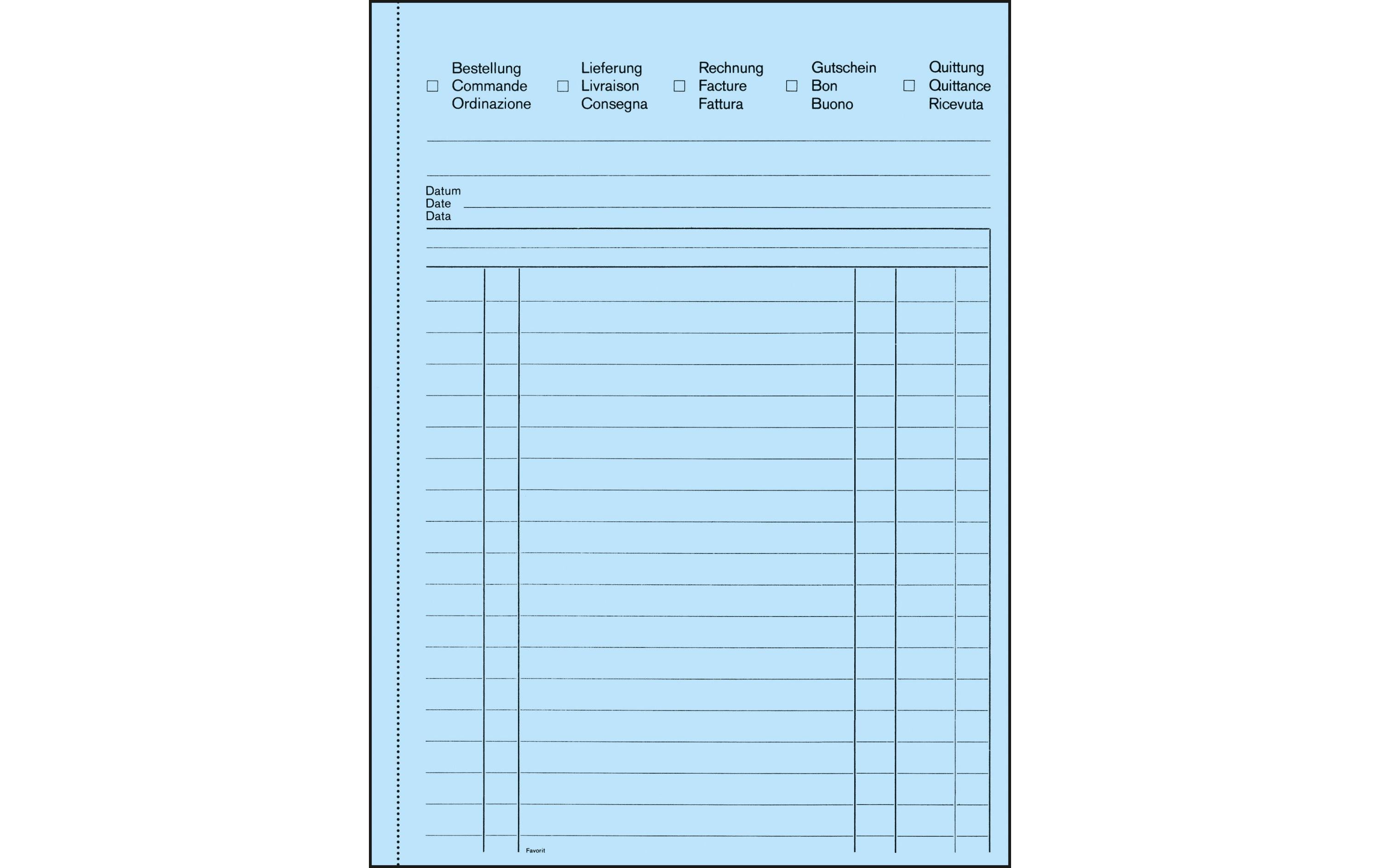 Favorit Durchschreibeblock 156 x 210 mm Mehrzweckbuch, Blau/Weiss