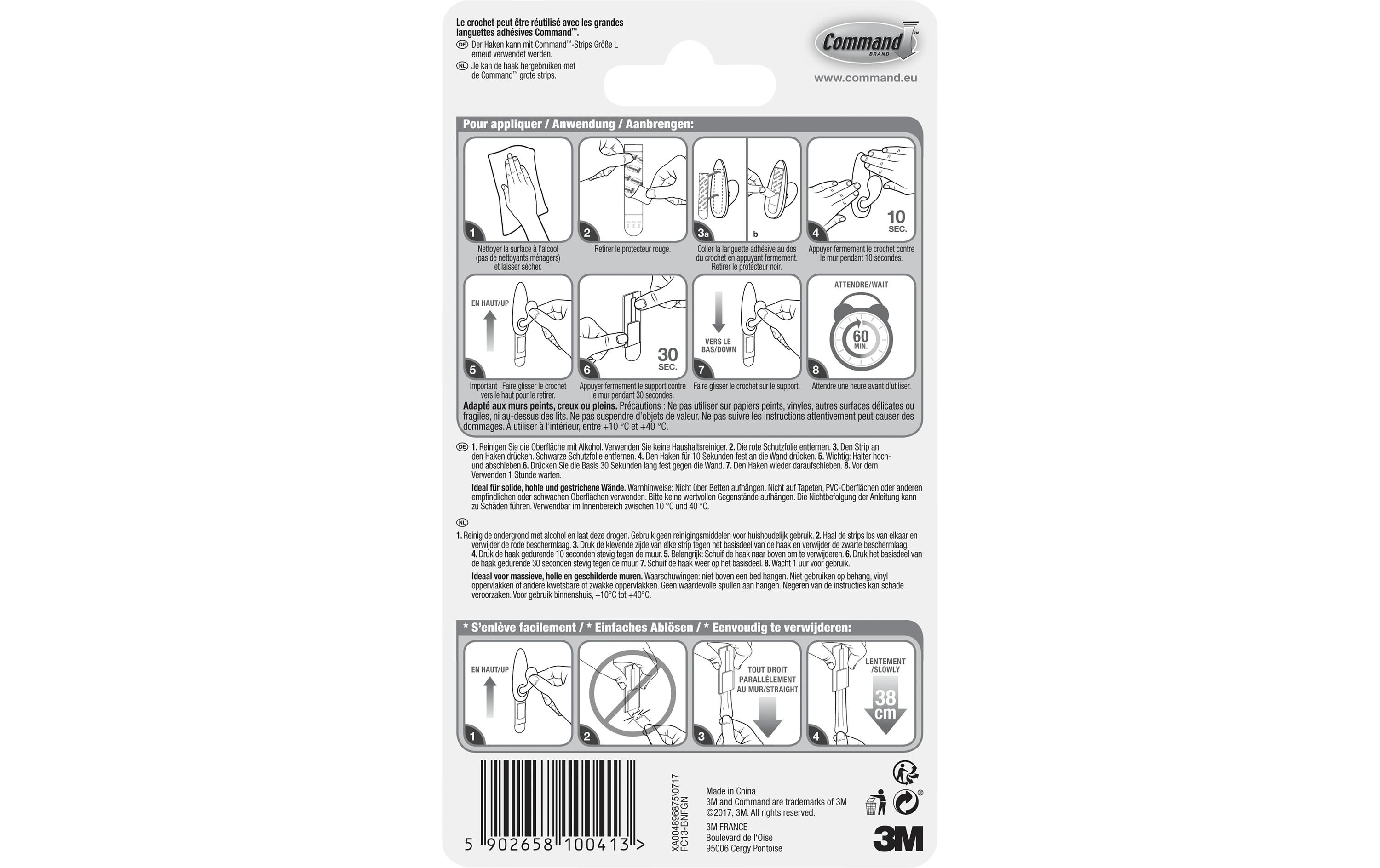 Command Wandhaken Forever Classic L Silber