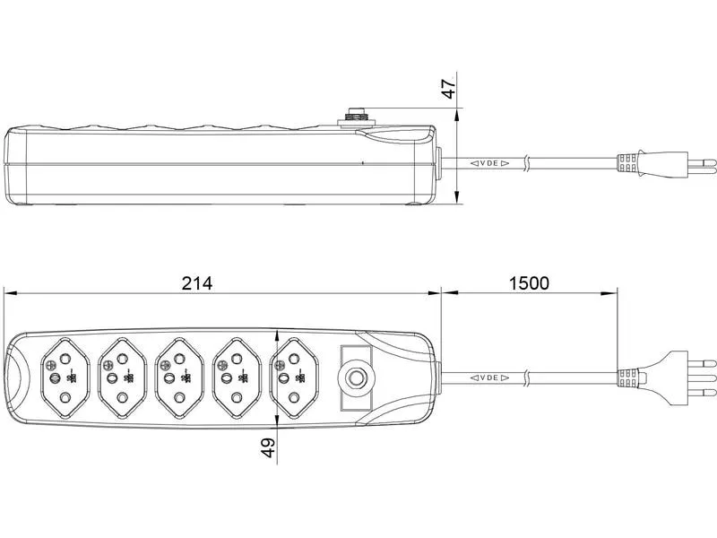 FURBER.power Steckdosenleiste mit Überlastschutz 5x T13