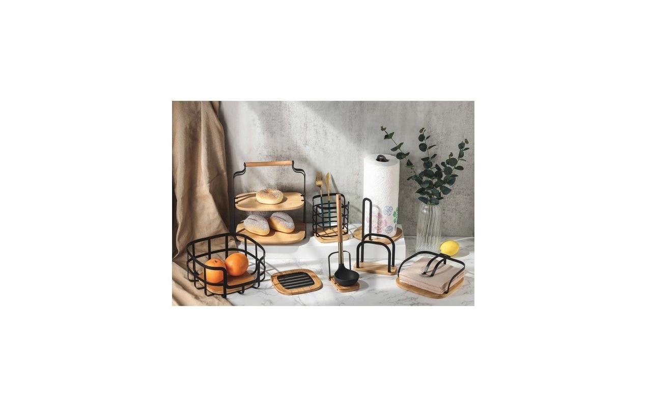 MSV Serviettenhalter Elie Nature/Schwarz matt