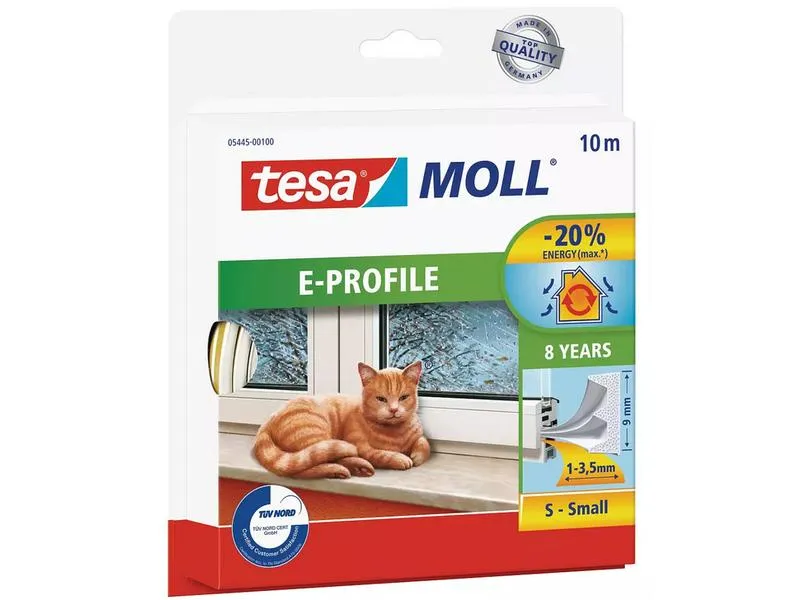 tesa Dichtungsband -Set E-Profile, 2x 10 m x 9 mm x 4 mm, Weiss