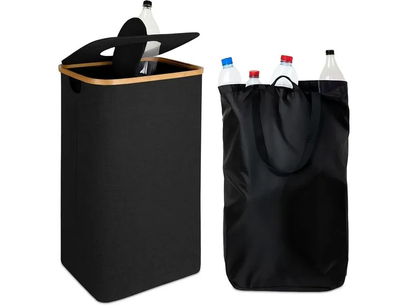 relaxdays Recyclingbehälter 100 L Schwarz relaxdays Recyclingbehälter 100 L Schwarz