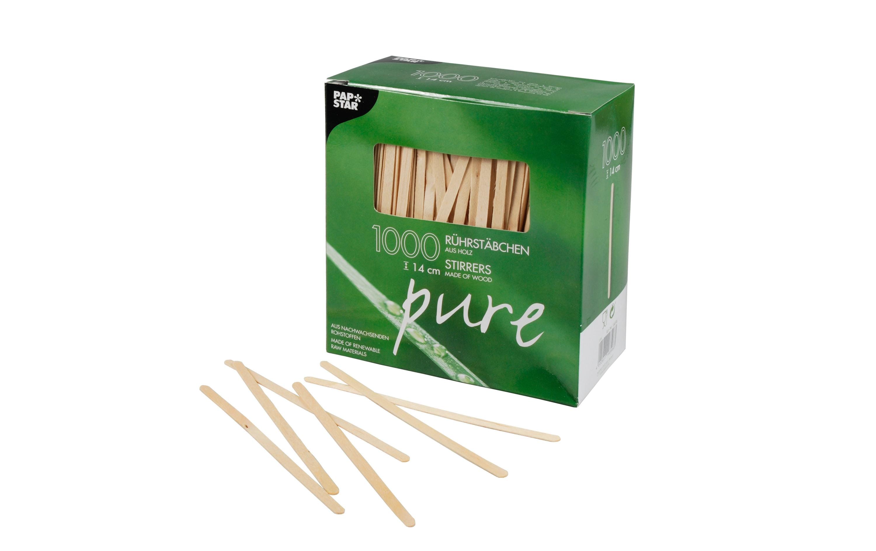 Papstar Einweg-Rührstäbchen Pure Holz 14 cm,1000 Stück