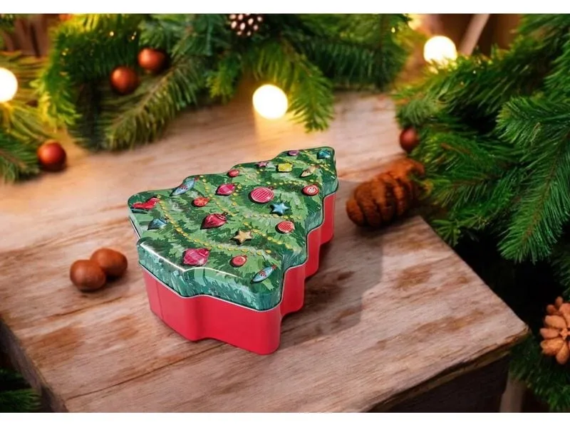 Dameco Guetzli-Dose Tannenbaum 18 x 15 x 7 cm, Mehrfarbig