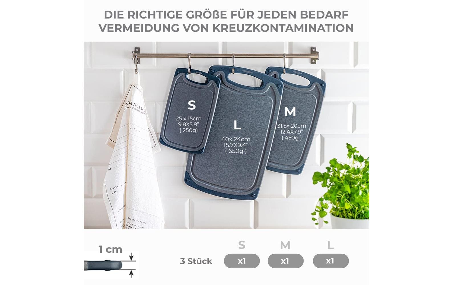 GOURMETmaxx Schneidebrett 24 cm x 40 cm