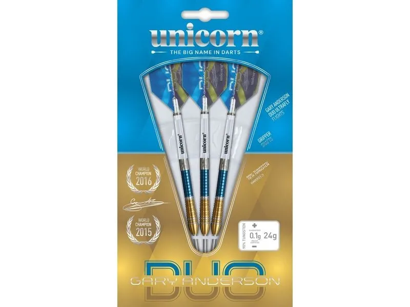 Unicorn Dartpfeile Gary Anderson 6 Duo 24G 3er-Pack, Gold/Blau