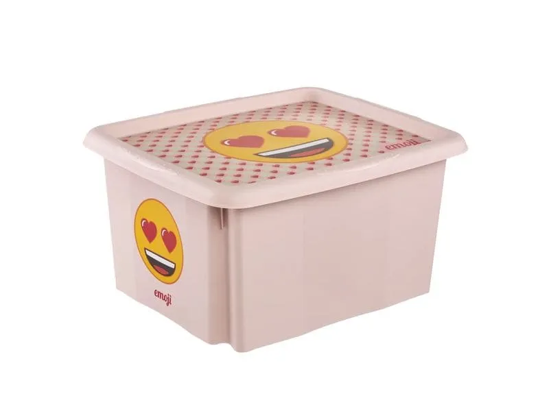 keeeper Karolina Aufbewahrungsbox Kunststoff 30 l Rosa Emoji Hearts keeeper Karolina Aufbewahrungsbox Kunststoff 30 l Rosa Emoji Hearts