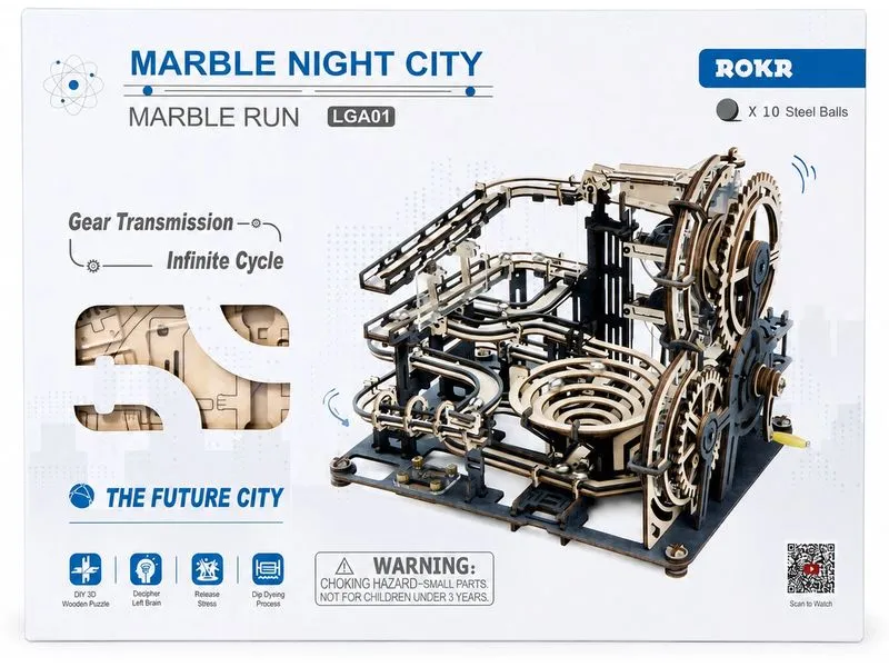 RoboTime Bausatz Murmelbahn Night City mit Kurbelantrieb RoboTime Bausatz Murmelbahn Night City mit Kurbelantrieb